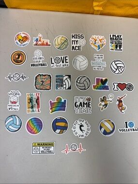 Volleyball Sticker Pack - Colorful Assortment 32 count all new It’s Game Time